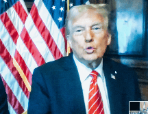 Donald Trump, presidente electo de los Estados Unidos, escuchó su sentencia de manera remota a través de una videollamada. EFE / EPA / JEENAH MOON / POOL