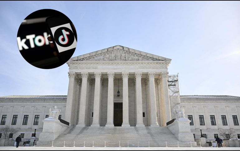 El Alto Tribunal celebró hoy una audiencia, que duró cerca de 3 horas, para estudiar si la ley va en contra de la Primera Enmienda de la Constitución de EU, como alega TikTok. ESPECIAL / AFP