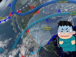 El frente frío No. 22 continuará su avance sobre el sureste mexicano y la península de Yucatán. X/ @conagua_clima.