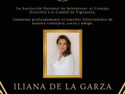 La ANDI comunicó el fallecimiento de Iliana de la Garza. ESPECIAL / FACEBOOK ANDI