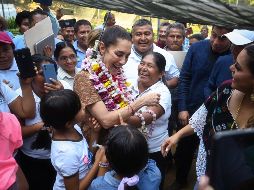 Claudia Sheinbaum en su visita a La Montaña de Guerrero. ESPECIAL / X: @Claudiashein