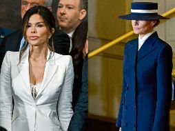 Lauren Sánchez (izquierda) causó revuelo por vestir un corsé de lencería, mientras que Melania (derecha) lució elegante. EFE