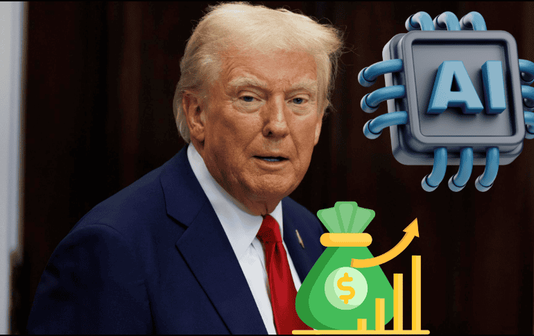 Trump recalcó la importancia de potenciar la inversión en inteligencia artificial en EU para hacer frente a la competencia con China, que está realizando grandes inversiones en el sector. EFE/ AARON SCHWARTZ/ ESPECIAL