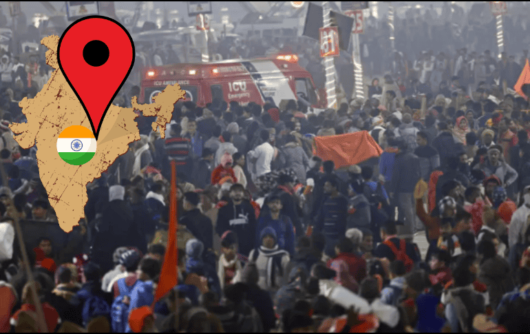 La estampida en la India se produjo en una de las rutas que dirige a las caravanas de devotos hacia el ghat de Sangam. AFP/ Niharika Kulkarni/ ESPECIAL/ CANVA