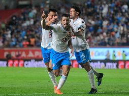 Carlos Rodríguez, José Ignacio Rivero y Erik Lira en festejo de gol. IMAGO7/P. Ramírez