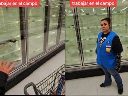 Dos de los videos más compartidos muestran estantes completamente vacíos de productos como leche, helados y frutas. TIKTOK/elpaisita.gomezz