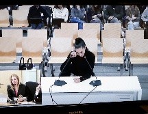 La futbolista Jenni Hermoso durante su declaración por el juicio de Luis Rubiales. EFE/Chema Moya
