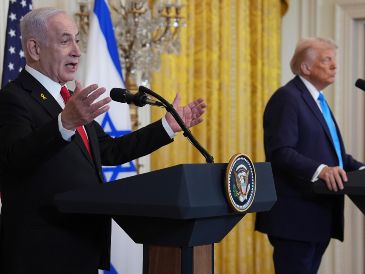 En la fotografía, a la izquierda, el primer ministro israelí Benjamín Netanyahu; a la derecha, el presidente de Estados Unidos, Donald Trump. P/E. VUCCI
