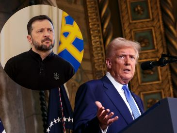 Zelenski "Se niega a tener elecciones, está muy bajo en las encuestas ucranianas, y lo único en lo que fue bueno fue en manipular" a Joe Biden, opinó Donald Trump. ESPECIAL / AP