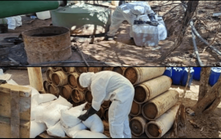 El personal militar que realizó el hallazgo procedió a inhabilitar los laboratorios y dio parte a la Fiscalía General de la República (FGR). SUN/ ESPECIAL