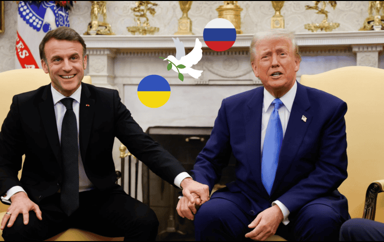 El presidente de Estados Unidos, Donald Trump, se reúne con su homólogo francés, Emmanuel Macron y hablan de la situación entre Rusia y Ucrania. EFE/L. Marin