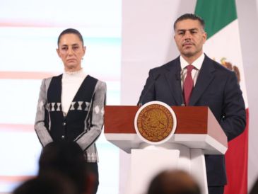 El secretario de Seguridad y Protección Ciudadana, Omar García Harfuch, en "La Mañanera del Pueblo" de este martes. ESPECIAL / Gobierno de México