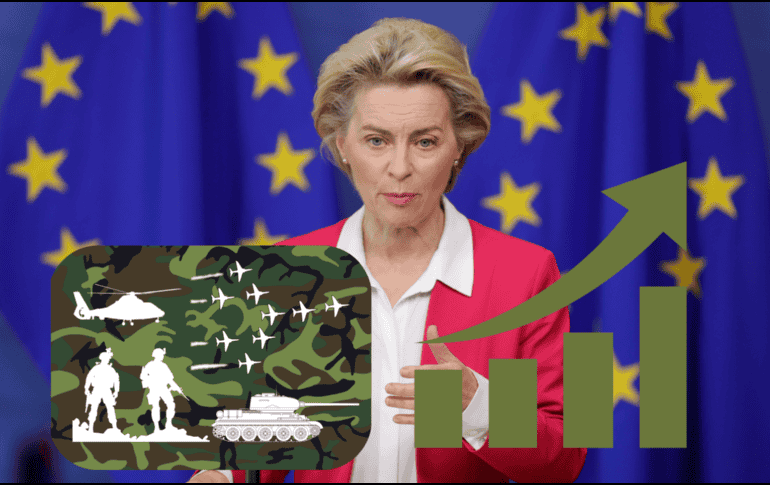 Von der Leyen quiere que los países eleven su gasto militar pero de forma 'controlada'. EFE/S. Lecocq/CANVA.