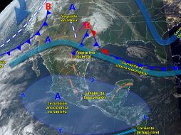 Canales de baja presión en combinación con inestabilidad en niveles medios y altos de la atmósfera tendrán efecto en el país esta semana. ESPECIAL/ Servicio Meteorológico Nacional.