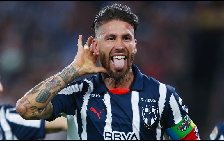 Sergio Ramos durante la celebración de su primer gol anotado con Rayados. IMAGO7