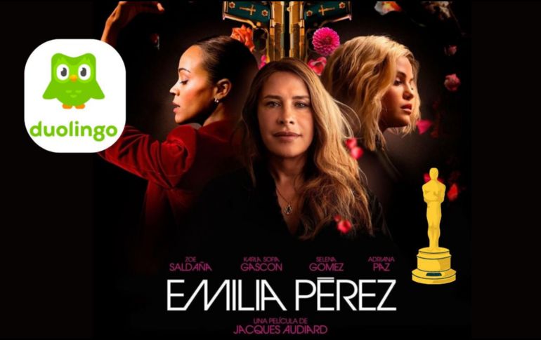 La pronunciación del español del elenco de Emilia Pérez fue uno de los puntos más criticados de la película. Instagram: @cinedot.mx / duolingo.com