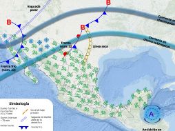 Se prevén vientos fuertes a intensos y un notable descenso en las temperaturas en las regiones afectadas. X/ Conagua.