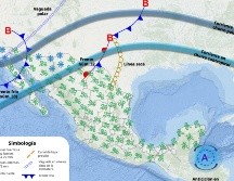 Se prevén vientos fuertes a intensos y un notable descenso en las temperaturas en las regiones afectadas. X/ Conagua.