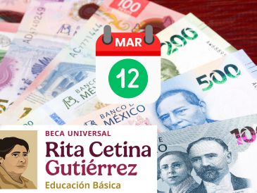 El pago de la Beca Rita Cetina, para este 2025, contempla un depósito bimestral de mil 900 pesos por estudiante. ESPECIAL / CANVA y Secretaría del Bienestar