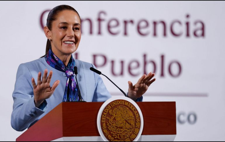 La presidenta Claudia Sheinbaum durante su conferencia matutina desde Palacio Nacional. SUN/D. SIMÓN