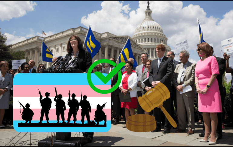 La Justicia de Estados Unidos frena la orden del presidente Donald Trump contra las personas trans en el Ejército. EFE/M. Reynolds/CANVA.