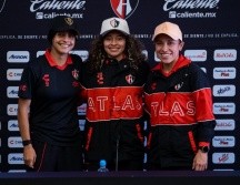 Las jugadoras rojinegras Dirce Delgado, Jaquelín García y Paola García hablaron en conferencia de prensa sobre las claves que necesitarán para superar a las Chivas. CORTESÍA/ ATLAS.