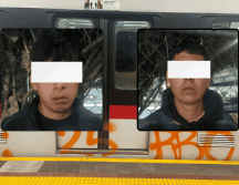 Mediante un reporte al número de emergencia del 911 se informó sobre dos personas que hacían una pinta en una unidad del tren. ESPECIAL/Secretaría de Seguridad Estatal