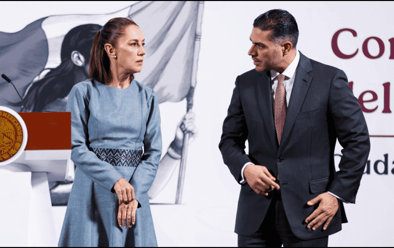 CLAUDIA SHEINBAUM y OMAR GARCÍA HARFUCH. Durante 