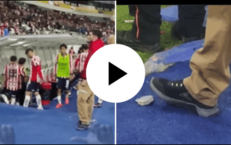 Un aficionado arrojó un pedazo de cemento en el partido de Chivas contra Cruz Azul. X/ @FD1340AM