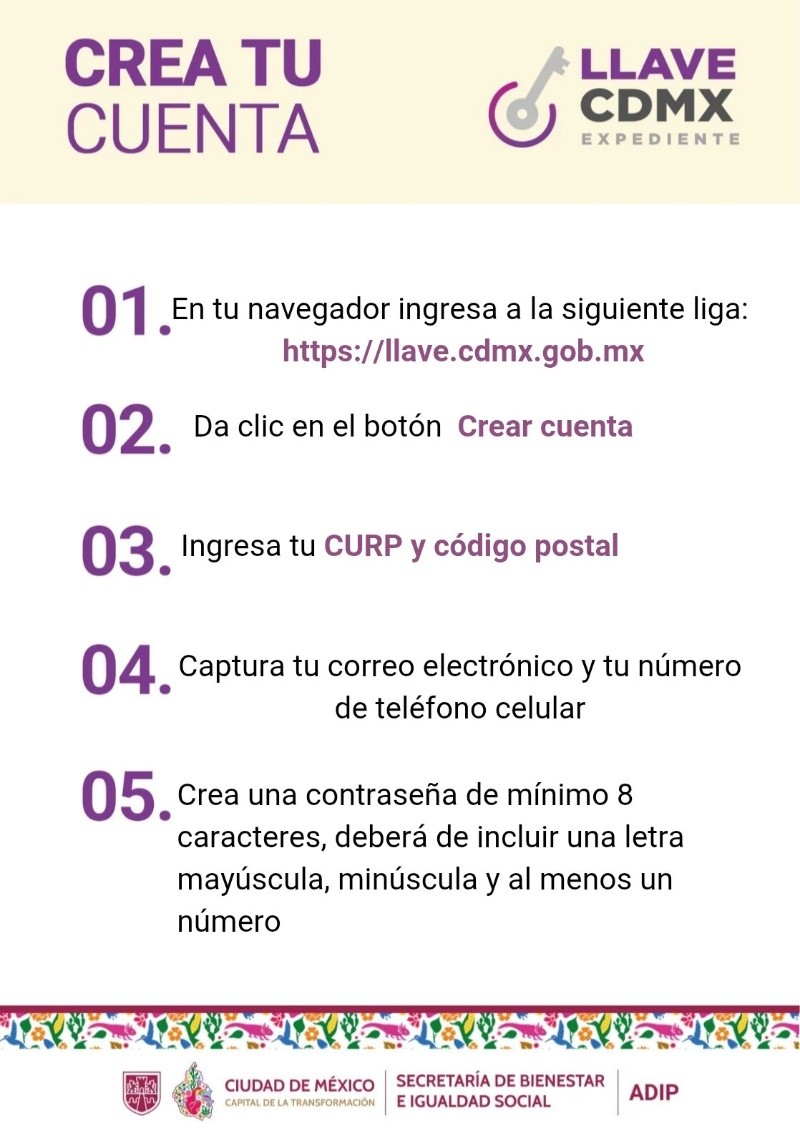 Para poder crear la Llave CDMX se debe de seguir ciertos pasos. X/  @SEBIEN_cdmx