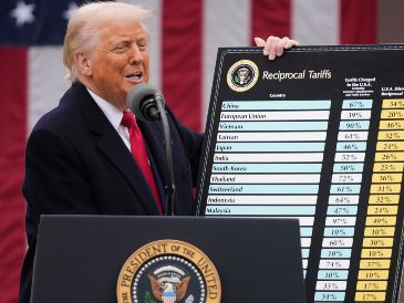 El presidente estadounidense Donald Trump durante un evento para anunciar aranceles nuevos en la Rosaleda de la Casa Blanca, en Washington. AP/ M. Schiefelbein.