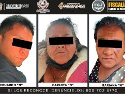 Los tres permanecían en calidad de detenidos en la agencia del Ministerio Público especializada en homicidios de la Fiscalía General de Edomex, desde hace 2 días. CORTESÍA/  Fiscalía General de Justicia del Estado de México.
