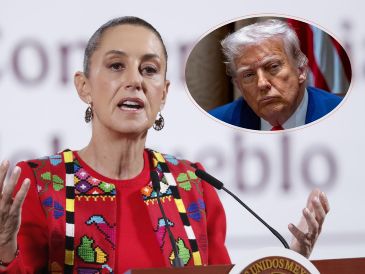 Claudia Sheinbaum, en  "La Mañanera del Pueblo" de este viernes en Palacio Nacional. EFE / M. Guzmán y EFE / S. Thew