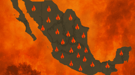 Los estados con más incendios activos son Chihuahua, Michoacán, Oaxaca, Guerrero, Morelos, Durango y Sinaloa. DALL-E