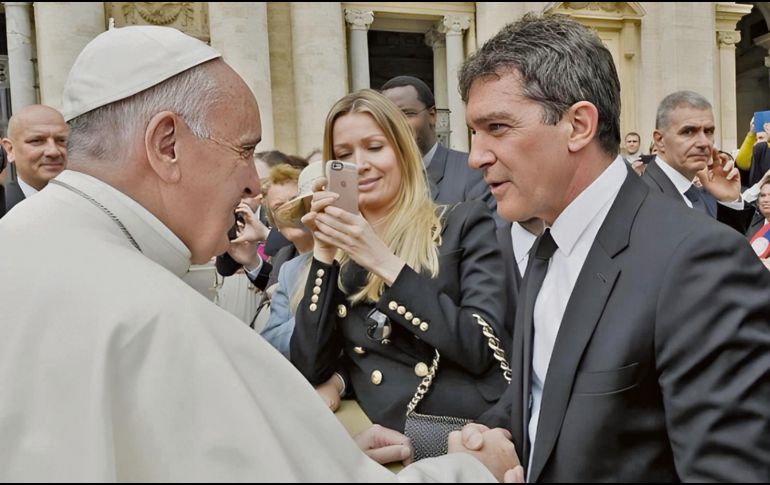 El actor español Antonio Banderas visitó al Papa en 2016. ESPECIAL