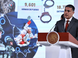 Durante la Mañanera del Pueblo, Omar García Harfuch informó los resultados de los diversos operativos de la Secretaría de Seguridad y Protección Ciudadana. SUN / RDB
