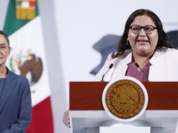 Desde el Palacio Nacional, la secretaria de las Mujeres del Gobierno, Citlalli Hernández, presentó la convocatoria para reclutar a 838 abogadas. EFE/M. GUZMÁN