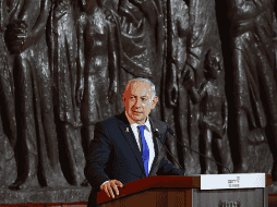 Netanyahu en su discurso en el día en recuerdo del Holocausto. EFE / EPA / ABIR SULTAN