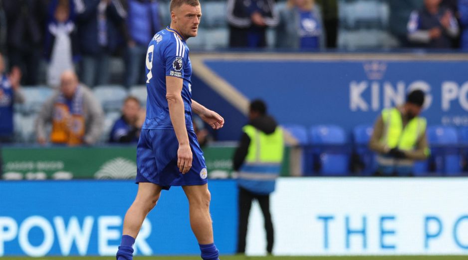 A Jamie Vardy le quedan cinco partidos con el Leicester. Su último partido en casa será el 18 de mayo contra Ipswich. AFP / ARCHIVO