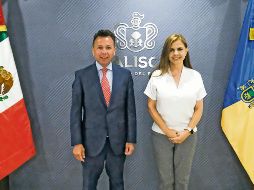 Pablo Lemus, gobernador de Jalisco, y Karla Planter, rectora de la UdeG. ESPECIAL