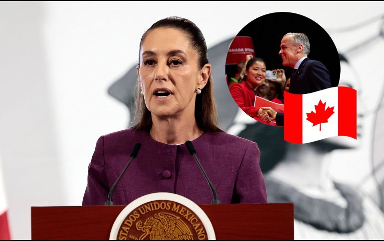 Sheinbaum reconoció y celebro a Mark Carney en la conferencia mañanera. EFE / Jose Mendez