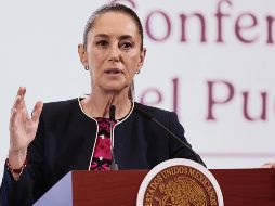 La Presidenta de México, durante su conferencia matutina. EFE
