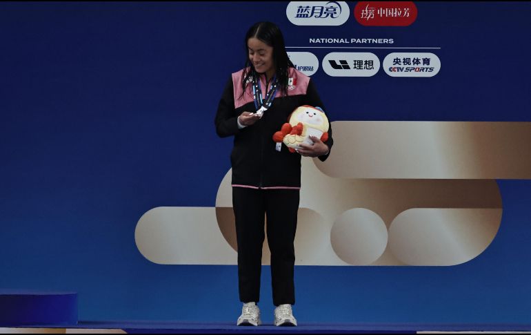 Alejandra Estudillo fue superada solamente por las clavadistas chinas Yuxi Chen, y Hongchan Quan. EFE / A. Martínez Casares