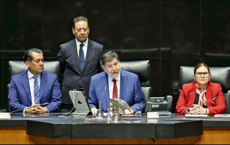 El presidente del Senado, Gerardo Fernández Noroña, en el debate por la impugnación de candidaturas. ESPECIAL