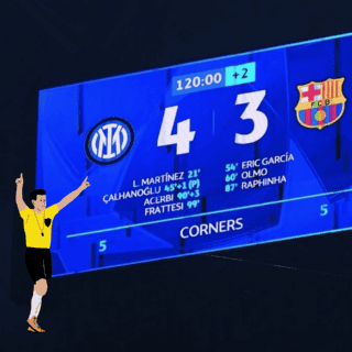 Acusan que gol del Inter contra Barcelona no debió valer por una falta (VIDEO)