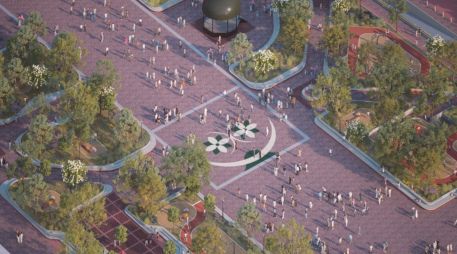 Proyección de la plaza de las Américas con nuevo arbolado a los costados del andador. X/ZapopanGob