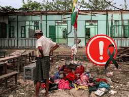 El bombardeo en la escuela ocurrió mientras los alumnos asistían a clases. AFP