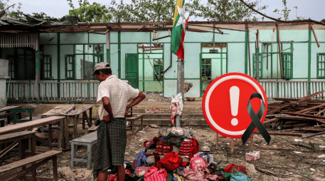 El bombardeo en la escuela ocurrió mientras los alumnos asistían a clases. AFP