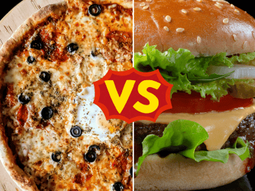 La pizza y la hamburguesa son productos con alto nivel calórico. UNSPLASH/ David Foodphototasty/ UNSPLASH/ M. Grabar