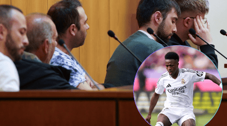 Vinicius también prestó declaración como perjudicado en el juicio a cuatro acusados de colgar de un puente un muñeco con la camiseta del jugador. EFE / N. Gallego / AP / ARCHIVO